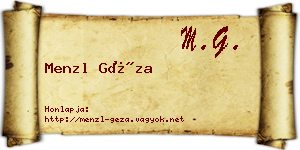 Menzl Géza névjegykártya
